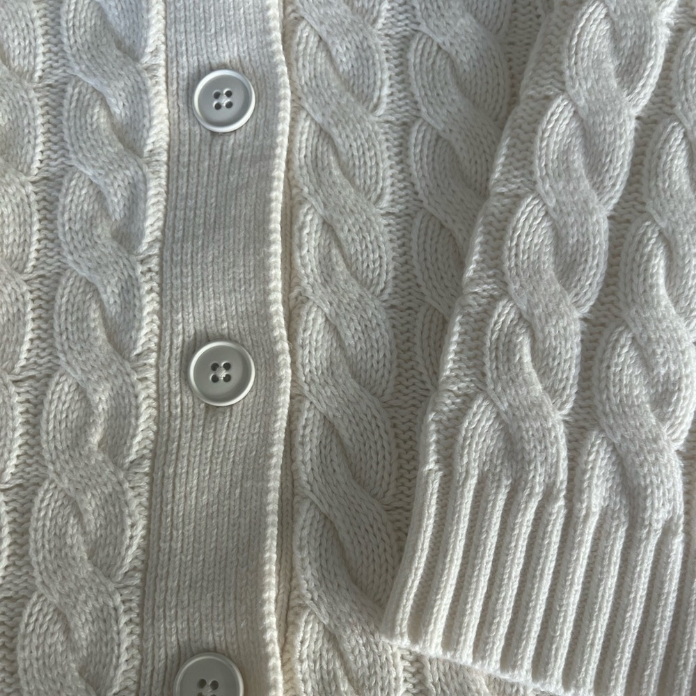 Alice + Olivia Bradford Cable Knit Grandpa Cardigan Ecru - Picture 10 of 12